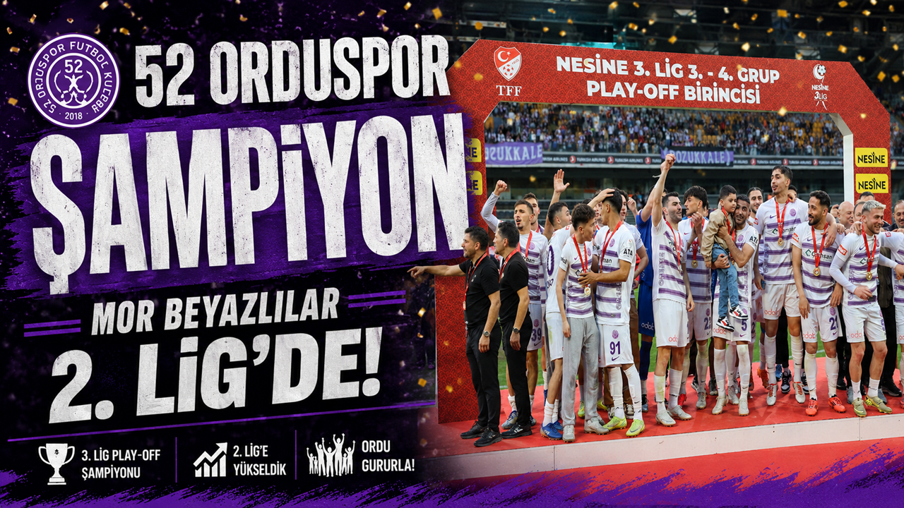 Şampiyon 52 Orduspor! Mor Beyazlılar Tarih Yazdı