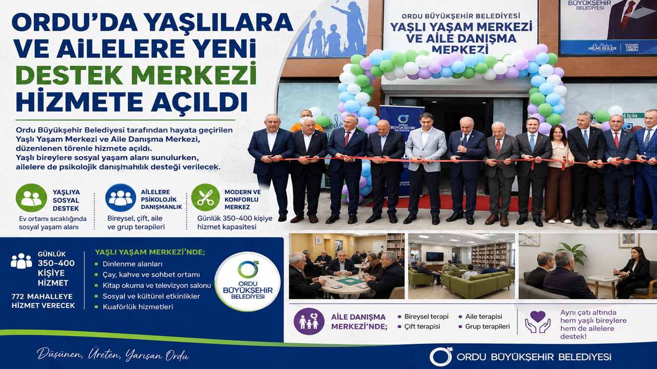 Ordu’da Yaşlılara ve Ailelere Yeni Destek Merkezi 