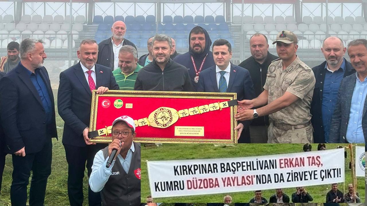Kırkpınar Başpehlivanı Erkan Taş, Kumru Düzoba Yaylası'nda da Zirveye Çıktı